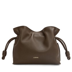 Loewe Mini Flamenco Clutch Bag in Chocolate Nappa Calfskin TDBS27870