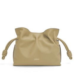 Loewe Mini Flamenco Clutch Bag in Clay Green Nappa Calfskin TDBS27872