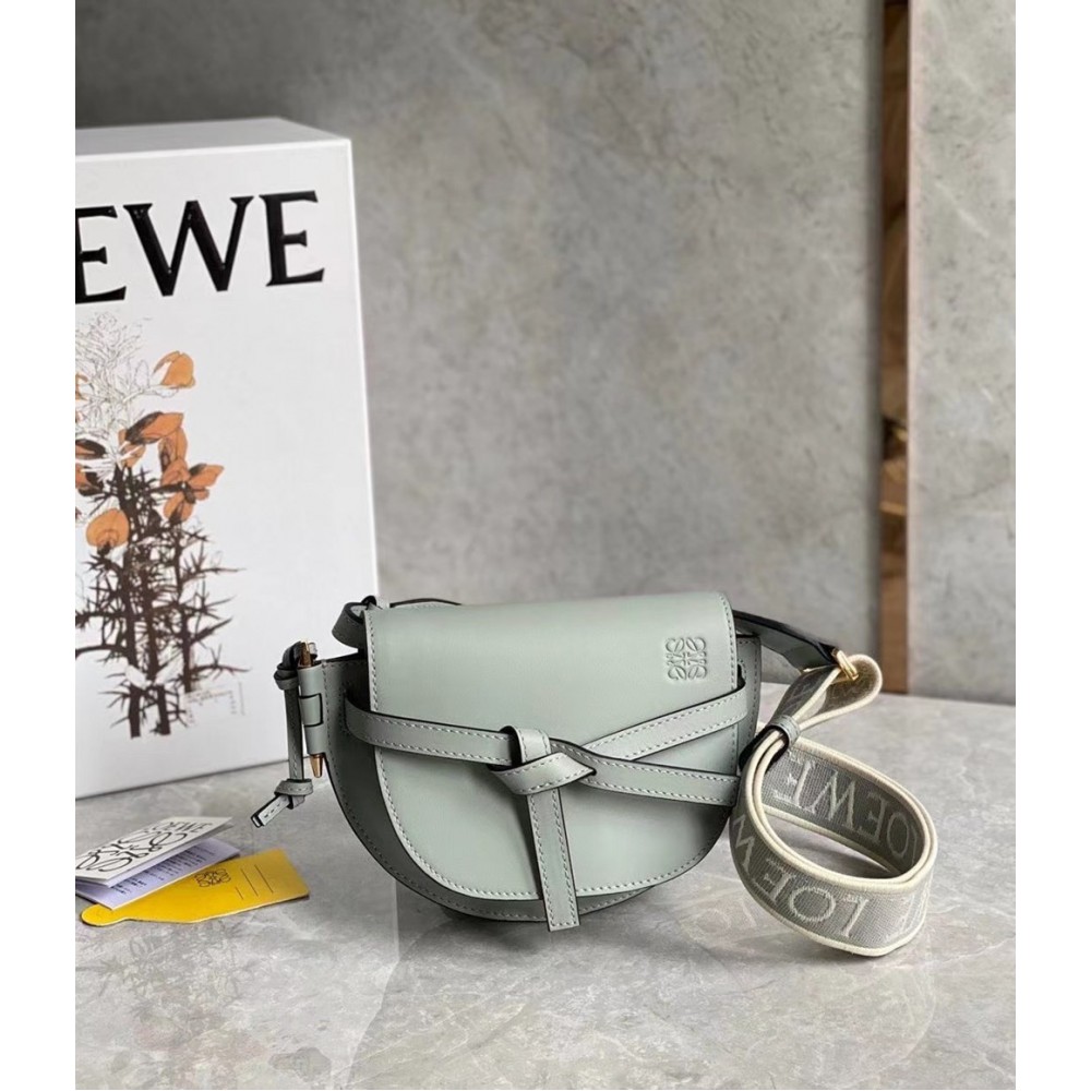 Loewe Mini Gate Dual Bag In Ash Grey Calfskin TDBS27884