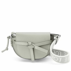 Loewe Mini Gate Dual Bag In Ash Grey Calfskin TDBS27884