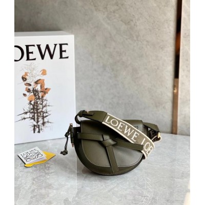 Loewe Mini Gate Dual Bag In Autumn Green Calfskin TDBS27885