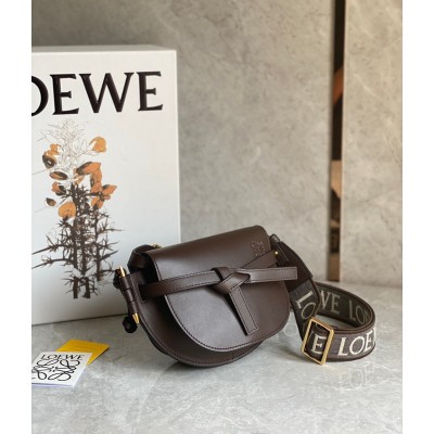 Loewe Mini Gate Dual Bag In Chocolate Calfskin TDBS27888