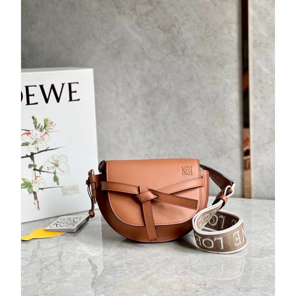 Loewe Mini Gate Dual Bag In Tan Calfskin TDBS27891