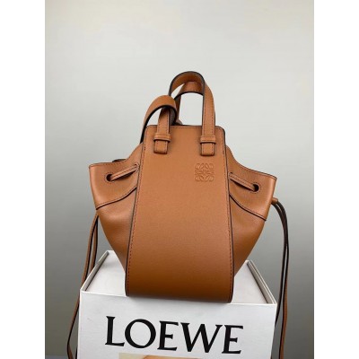 Loewe Mini Hammock Drawstring Bag In Brown Calfskin TDBS27915