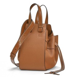 Loewe Mini Hammock Drawstring Bag In Brown Leather TDBS27916