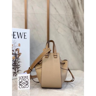 Loewe Mini Hammock Drawstring Bag In Sand Leather TDBS27918