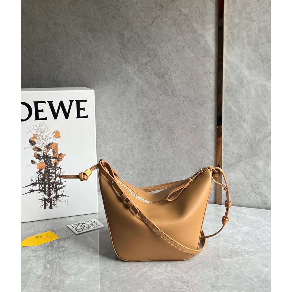 Loewe Mini Hammock Hobo Bag in Light Brown Calfskin TDBS27924