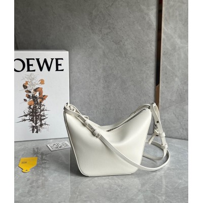 Loewe Mini Hammock Hobo Bag in White Calfskin TDBS27926