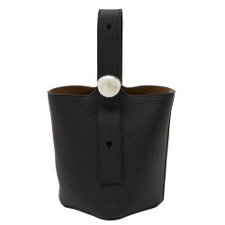 Loewe Mini Pebble Bucket Bag in Black Grained Leather TDBS27817