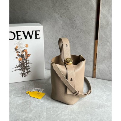 Loewe Mini Pebble Bucket Bag in Sand Grained Leather TDBS27820