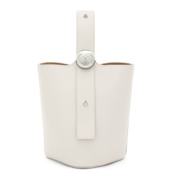 Loewe Mini Pebble Bucket Bag in White Grained Leather TDBS27821