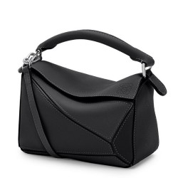 Loewe Mini Puzzle Bag In Black Calfskin Leather TDBS27940