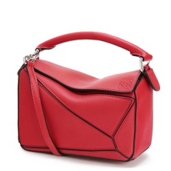 Loewe Mini Puzzle Bag In Red Calfskin Leather TDBS27944