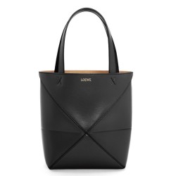 Loewe Mini Puzzle Fold Tote Bag in Black Calfskin TDBS28043