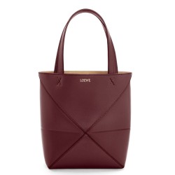 Loewe Mini Puzzle Fold Tote Bag in Bordeaux Calfskin TDBS28044