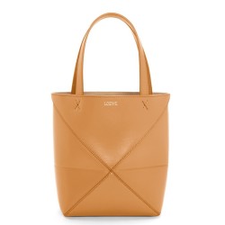 Loewe Mini Puzzle Fold Tote Bag in Tan Calfskin TDBS28047