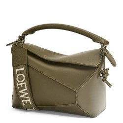 Loewe Puzzle Edge Small Bag In Khaki Green Satin Calfskin TDBS27946