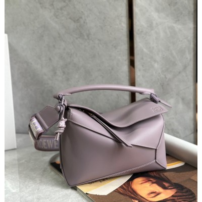 Loewe Puzzle Edge Small Bag In Pale Aubergine Satin Calfskin TDBS27947