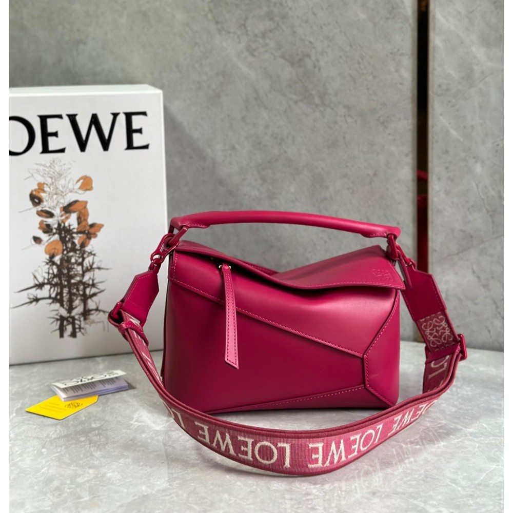 Loewe Puzzle Edge Small Bag In Ruby Red Satin Calfskin TDBS27948