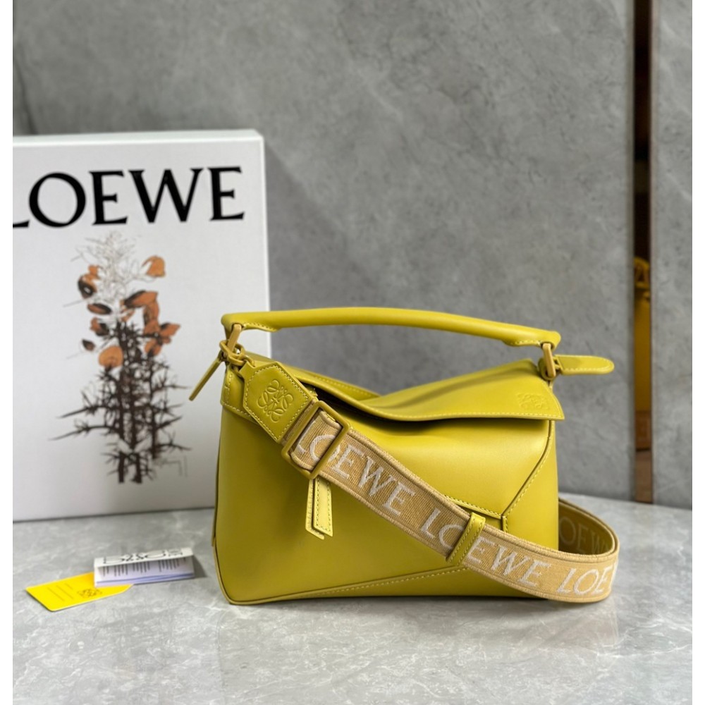 Loewe Puzzle Edge Small Bag In Yellow Satin Calfskin TDBS27950