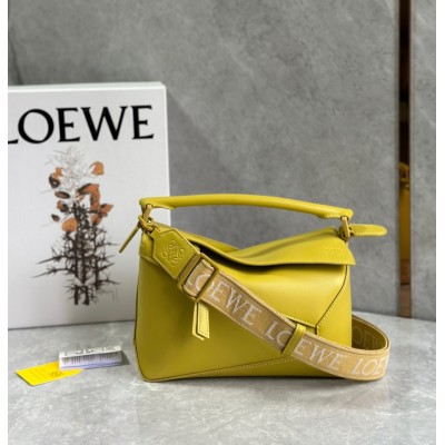 Loewe Puzzle Edge Small Bag In Yellow Satin Calfskin TDBS27950