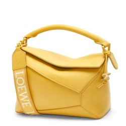 Loewe Puzzle Edge Small Bag In Yellow Satin Calfskin TDBS27950