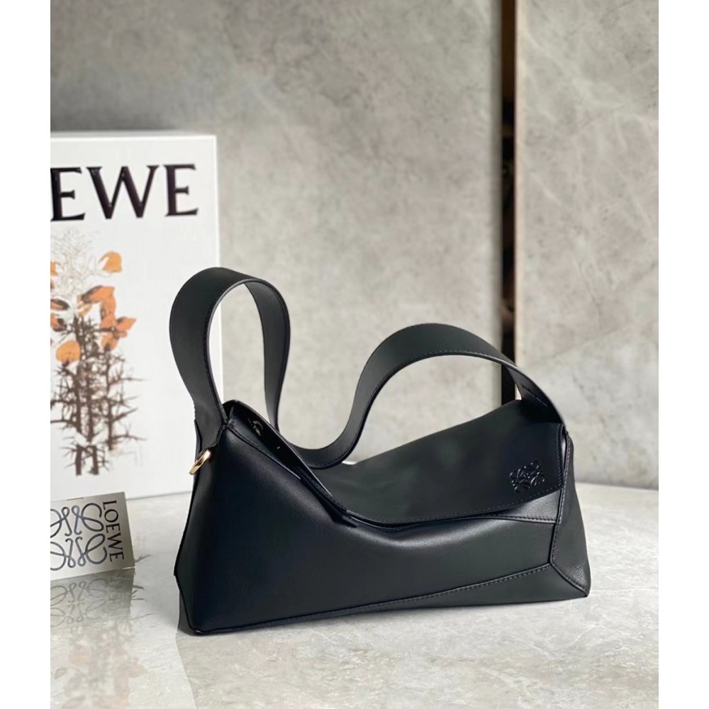 Loewe Puzzle Hobo Bag In Black Nappa Calfskin TDBS27927