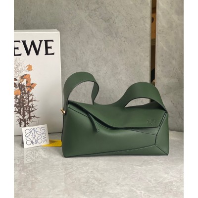 Loewe Puzzle Hobo Bag In Vintage Khaki Nappa Calfskin TDBS27933