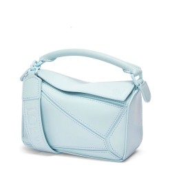 Loewe Puzzle Mini Bag In Aquamarine Satin Calfskin TDBS27955