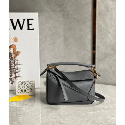 Loewe Puzzle Mini Bag In Asphalt Grey Grained Calfskin TDBS27956