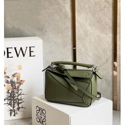 Loewe Puzzle Mini Bag In Avocado Green Calfskin TDBS27959