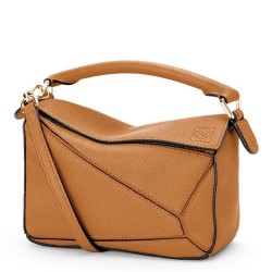 Loewe Puzzle Mini Bag In Brown Grained Calfskin  TDBS27962