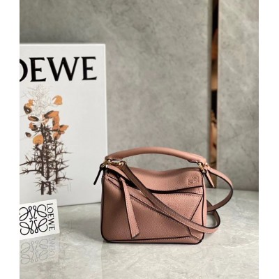 Loewe Puzzle Mini Bag In Dark Blush Grained Calfskin  TDBS27963