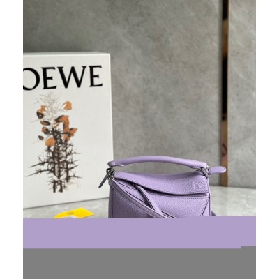 Loewe Puzzle Mini Bag In Lilas Grained Calfskin  TDBS27967