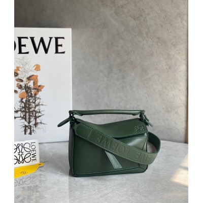 Loewe Puzzle Mini Bag In Vintage Khaki Satin Calfskin TDBS27973