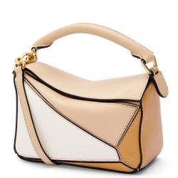 Loewe Puzzle Mini Bag In White/Warm Desert Calfskin TDBS27975