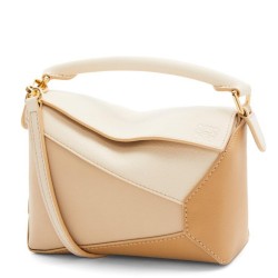 Loewe Puzzle Mini Bag in Multicolor Angora and Beige Calfskin TDBS27968