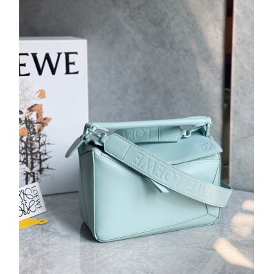 Loewe Puzzle Small Bag In Aquamarine Satin Calfskin TDBS27976