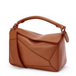 Loewe Puzzle Small Bag In Brown Satin Calfskin TDBS27981