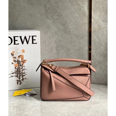 Loewe Puzzle Small Bag In Dark Blush Grained Leather TDBS27983