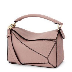 Loewe Puzzle Small Bag In Dark Blush Grained Leather TDBS27983