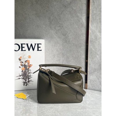 Loewe Puzzle Small Bag In Dark Green Classic Calfskin TDBS27984