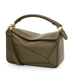 Loewe Puzzle Small Bag In Dark Green Classic Calfskin TDBS27984