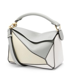 Loewe Puzzle Small Bag In Grey/Cream/White Calfskin TDBS27987