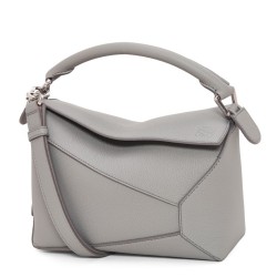 Loewe Puzzle Small Bag In Pearl Grey Grained Leather TDBS27991