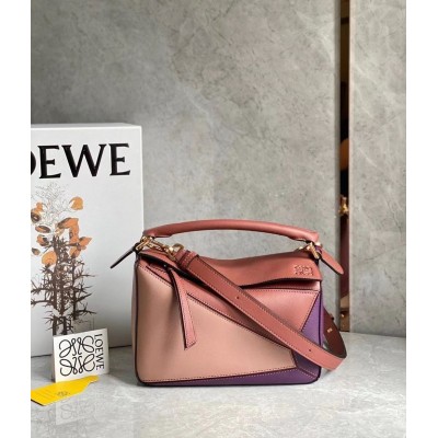 Loewe Puzzle Small Bag In Purple/Caramel/Blossom Calfskin TDBS27993