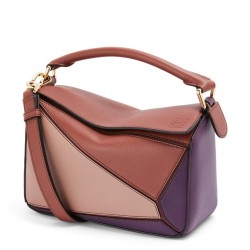 Loewe Puzzle Small Bag In Purple/Caramel/Blossom Calfskin TDBS27993