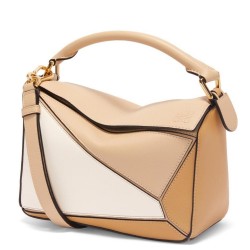 Loewe Puzzle Small Bag in Multicolour Warm Desert and White Calfskin TDBS27989