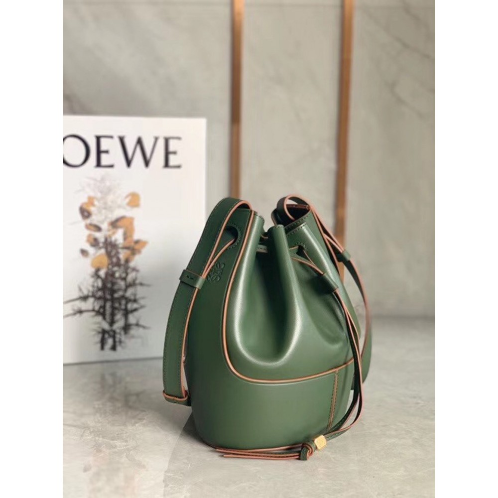 Loewe Small Balloon Bucket Bag In Khaki Calfskin TDBS27827