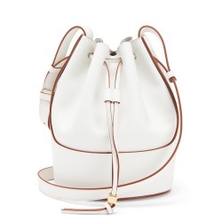 Loewe Small Balloon Bucket Bag In White Calfskin TDBS27828